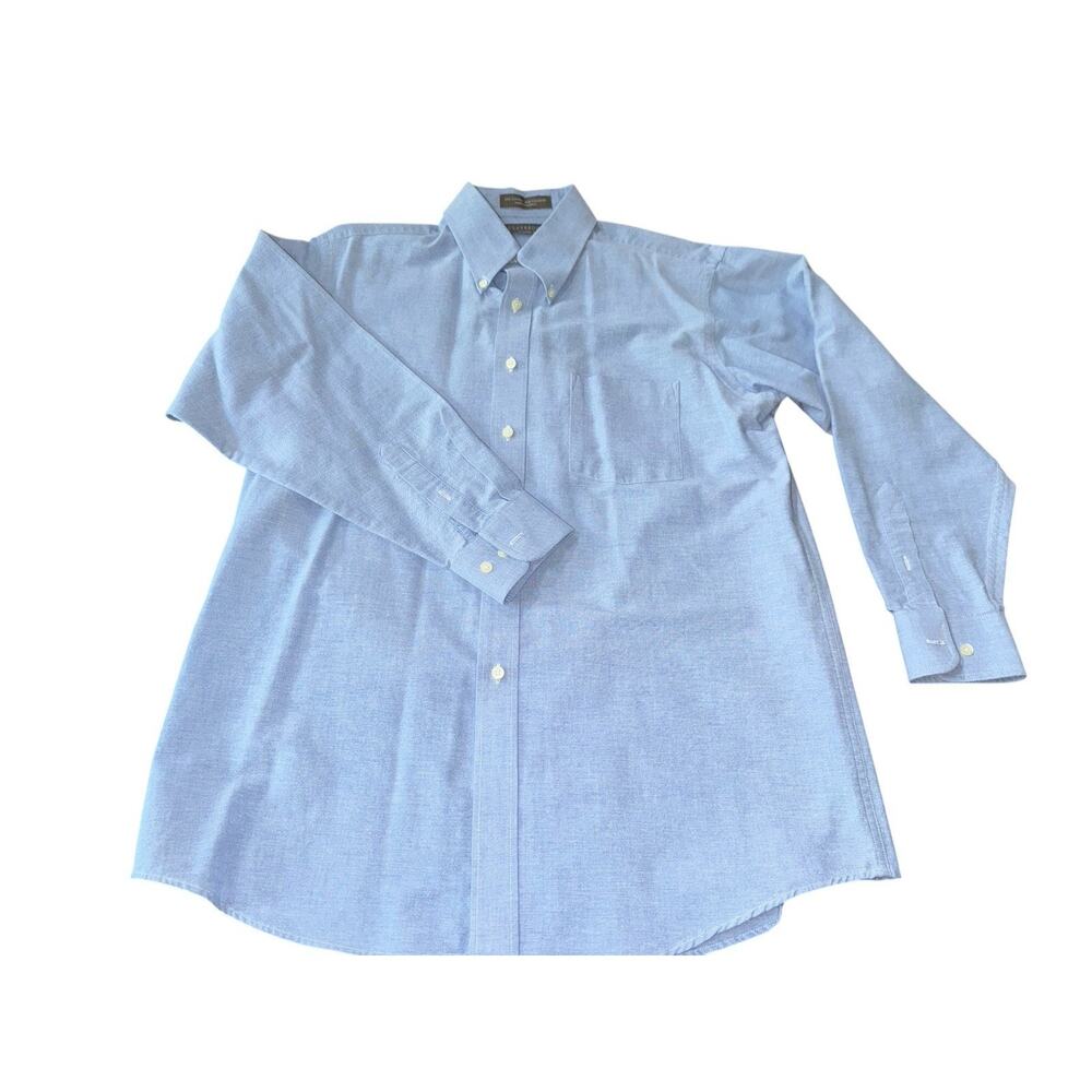 Claybrooke Wrinkle Free Dress Shirt Blue 16 32/33 Button Down Career Formal
